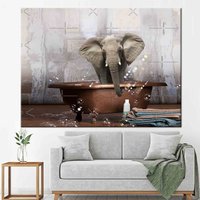 Abstrakte Wandkunst, Wandkunst Leinwand, Elefant in Der Badewanne, Kunst, Moderne Abstrakte Wandkunst, Wandkunst Leinwand, Elefant in Der Badewanne, Kunst, Moderne von CanvaSale