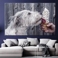 Eiscreme Leinwand, Hundeleinwand, Hund Isst Kunst, Wandkunst, Hundewand-Dekor, Tier Tierleinwand von CanvaSale