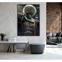 Khabib Nurmagomedov Poster, Kämpfer Motivation Wandkunst, Gym Workout, Mannhöhle Dekoration, Malerei, Weltmeister, Kunst von CanvaSale