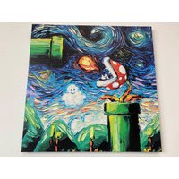 Mario World Gogh Poster, Van Kunstwerk, Leinwand, Abstrakte Kunst, Super Wandkunst, Farbe von CanvaSale