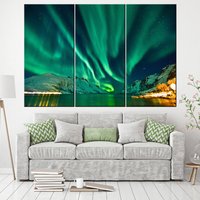 Polarlicht Poster, Nordlichter Leinwand, Nachthimmel Wandkunst, Moderne Wanddekoration, Landschaftsleinwand, Geschenk Leinwandkunst, Druck von CanvaSale