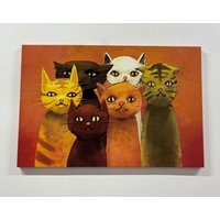 Sechs Katzen, Süße Katze Leinwand, Wandkunst, Poster, Wand Dekor, Malerei, Drucken, Tier Abstrakter Druck von CanvaSale
