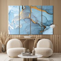 Abstrakte Kunst Des Ozeans Blau Marmorierte Tuschemalerei von CanvaSale