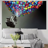 Up Movie Wandkunst, Luftballons, Luftballons Wanddekor, Poster, Carl Fredricksen, Wandkunst Für Kinder, Kinderzimmer Dekor, Regenbogen von CanvaSale