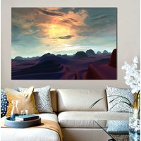 Wüste Leinwand Druck Wand Kunst, Wüste Sonnenuntergang Kunst, Moderne Wohnkultur, Wohnzimmer Dekor, Trendige Dekor, Moderne Kunst, Landschaft Dekore von CanvaStationWallArts