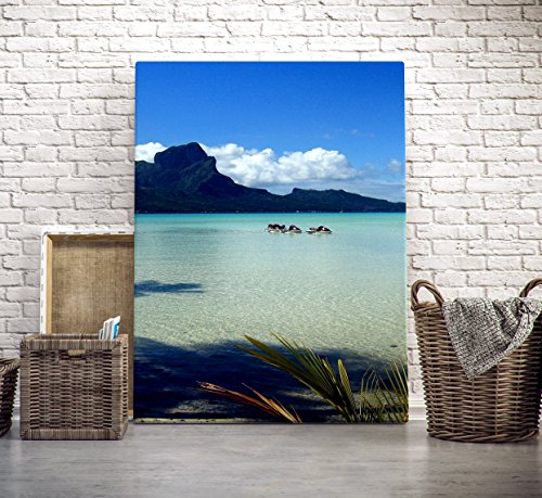 Canvas Von Canvas35 Ltd. Blue Lagoon Vertikal Wohnzimmer Schlafzimmer Wand absolut Framed-Image Kunstdruck fertig zum Aufhängen (50,8 x 76,2 cm), Mehrfarbig, (24 inch x 36 inch) von Canvas