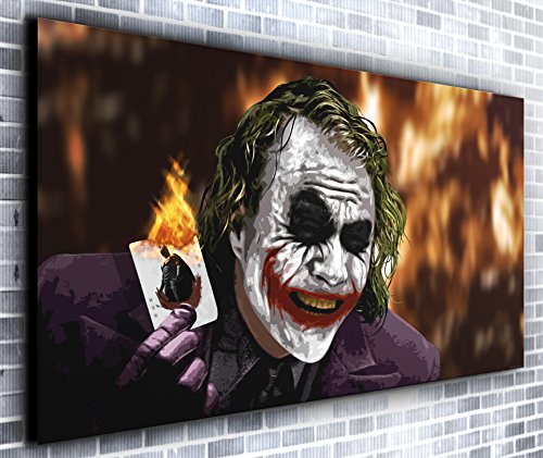 Kunstdruck auf Leinwand, Motiv The Joker Card Heath Ledger Batman, Panorama, XXL, 140 x 61 cm von Canvas35 Ltd.