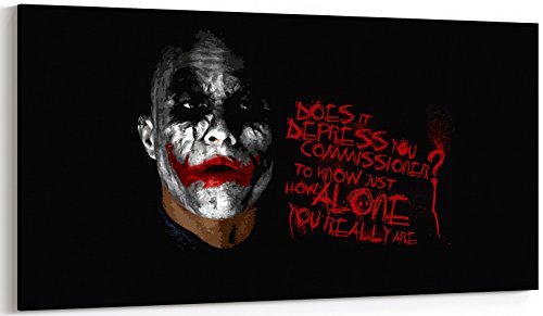 Leinwanddruck, Motiv Batman Joker Heath Ledger, Panorama, 2 Größen zur Auswahl, fertig zum Aufhängen, tolle Qualität, 61 x 140 cm von Canvas35 Ltd.