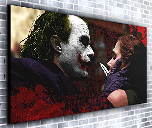 Der Joker 'Ich Bin Immer Lächelnd Heath Ledger Batman Film Panorama Wandbild auf Leinwand XXL 139,7 x 61 cm von Canvas35