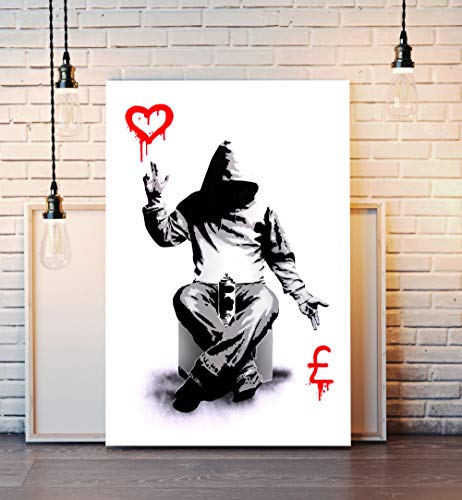 CanvasArtShop Banksy Kunstdruck auf Leinwand, Motiv Straße mit Liebe oder Geld, 45 x 30 cm von CanvasArtShop