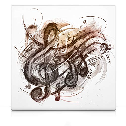 Abstract Music II Noten - Leinwand Bild - Abstrakt Musik Wandbild aufhängefertig Kunst Druck Bilder Wand Deko Modern Art XXL Wohnzimmer (50 x 50 cm, Leinwand auf Keilrahmen, Noten) von CanvasArts