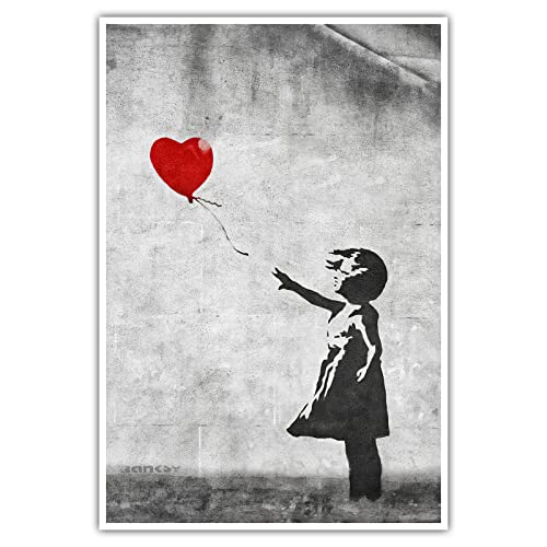 Banksy - Balloon Girl - Poster ohne Rahmen - Graffiti Luftballon Posterdruck Bild Wandbild Kunst Druck Bilder Wand Wandposter Modern XXL Wohnzimmer (70 x 50 cm, Poster, Balloon Girl) von CanvasArts