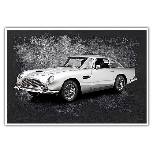 CanvasArts Aston Martin DB5 - Poster - ohne Rahmen - James Bond Oldtimer Leinwandbild Wandbild Modern Grunge 007 (60 x 40 cm, Poster) von CanvasArts