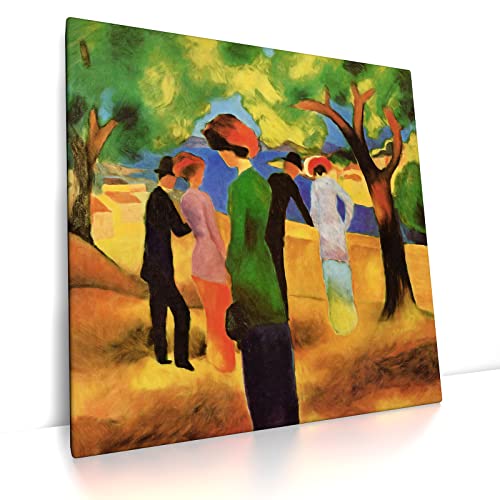 CanvasArts August Macke - Dame in grüner Jacke - Leinwand auf Keilrahmen (50 x 50 cm, Leinwand auf Keilrahmen) von CanvasArts