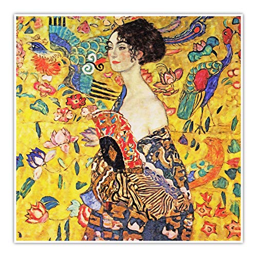 CanvasArts Dame mit Fächer - Gustav Klimt - Poster (90 x 90 cm, Poster) von CanvasArts