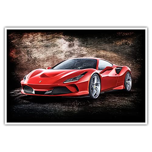 CanvasArts F8 Tributo - Poster - Wandbild Bild Supersportwagen Auto wandkunst modern kompatibel mit Ferrari (120 x 80 cm, Poster, Ferrari F8 Tributo) von CanvasArts