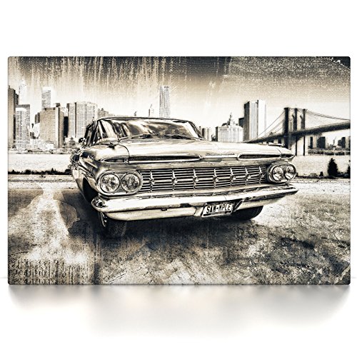 CanvasArts Impala - Leinwand Bild - Oldtimer Auto USA Sepia Vintage kompatibel mit Chevrolet (100 x 70 cm, Leinwand auf Keilrahmen) von CanvasArts