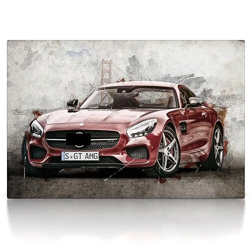 CanvasArts Leinwand Bild AMG Artwork - Wandbild Kunstdruck Auto Bilder kompatibel mit Mercedes Benz (120 x 80 cm, Leinwand auf Keilrahmen) von CanvasArts