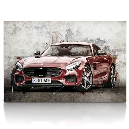 CanvasArts Leinwand Bild AMG Artwork - Wandbild Kunstdruck Auto Bilder kompatibel mit Mercedes Benz (140 x 90 cm, Leinwand auf Keilrahmen) von CanvasArts