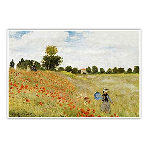 CanvasArts Mohnblumenfeld - Claude Monet - Poster - ohne Rahmen - Mohnblumen (100 x 70 cm, Poster, Mohnblumenfeld) von CanvasArts