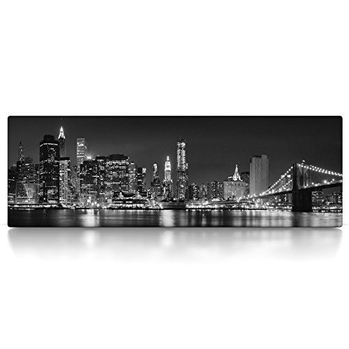 CanvasArts New York Skyline mit Brooklyn Bridge - Leinwand Bild auf Keilrahmen (150 x 50 cm, Leinwand auf Keilrahmen) von CanvasArts