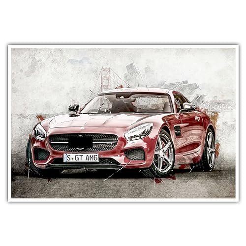CanvasArts Poster AMG Artwork - Wandbild Kunstdruck Auto Bilder kompatibel mit Mercedes Benz (140 x 90 cm, Poster) von CanvasArts