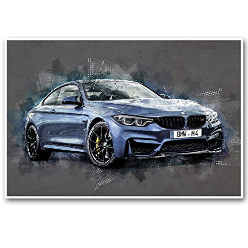 CanvasArts Poster M4 Coupe Street Art - Poster - Auto Artwork kompatibel mit BMW M4 Coupe (120 x 80 cm, Poster) von CanvasArts