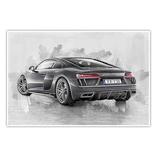 CanvasArts Poster R8 V10 - Wandposter Druck kompatibel mit Audi (60 x 40 cm, Poster) von CanvasArts