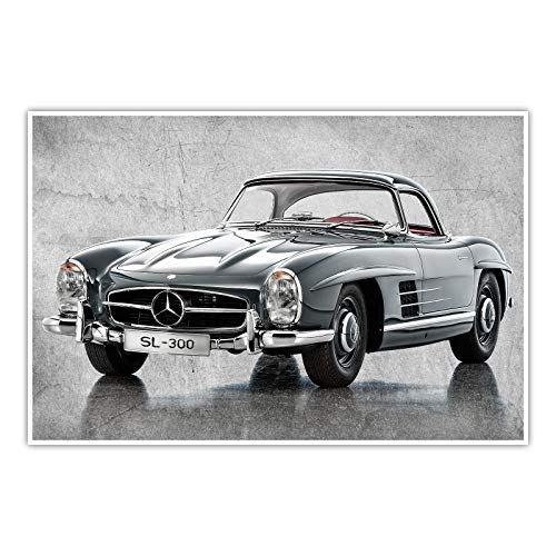 CanvasArts Poster SL 300 - Wandbild Oldtimer Kunstdruck Auto Bilder kompatibel mit Mercedes Benz (100 x 70 cm, Poster) von CanvasArts