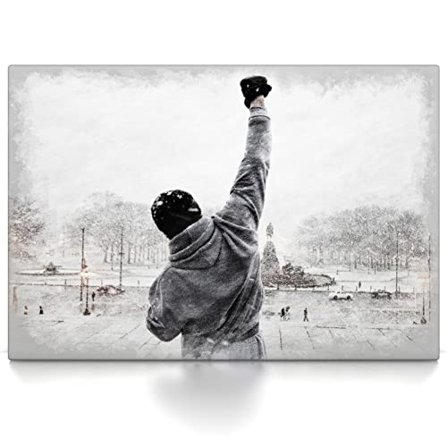 Rocky Balboa - Leinwand Bild - Boxer Film Wandbild aufhängefertig Kunst Druck Bilder Wand Deko Modern Art XXL Wohnzimmer (140 x 90 cm, Leinwand auf Keilrahmen) von CanvasArts