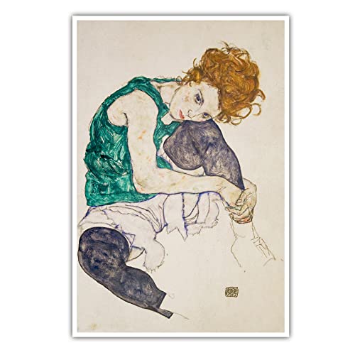 CanvasArts Sitzende Frau mit hochgezogenem Knie - Egon Schiele - Poster (60 x 40 cm, Poster) von CanvasArts