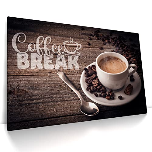 Kaffee - Coffee Break - Leinwand Bild - Pause Wandbild aufhängefertig Kunst Druck Bilder Wand Deko Modern Art XXL Wohnzimmer (60 x 40 cm, Leinwand auf Keilrahmen) von CanvasArts