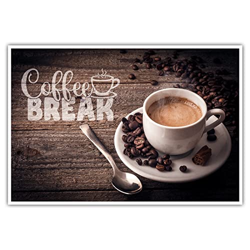 Kaffee - Coffee Break - Poster ohne Rahmen - Pause Posterdruck Bild Wandbild Kunst Druck Bilder Wand Deko Wandposter Modern XXL Wohnzimmer (100 x 70 cm, Poster) von CanvasArts