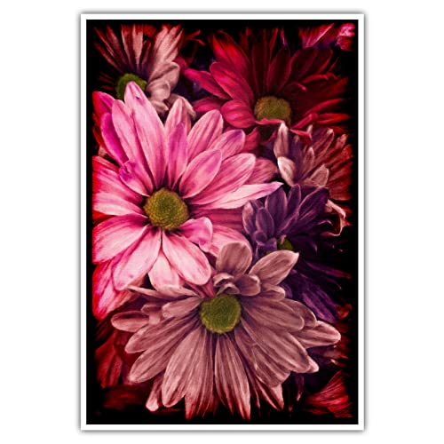 Lila Rote Blumen - Poster ohne Rahmen - Bild Wandbild Kunst Druck Bilder Wand Deko Wandposter Modern XXL Wohnzimmer (100 x 70 cm, Poster) von CanvasArts