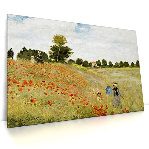 Mohnblumenfeld - Claude Monet - Leinwandbild - Mohnblumen, Wandbild Kunst Druck (120 x 80 cm, Leinwand auf Keilrahmen, Mohnblumenfeld) von CanvasArts