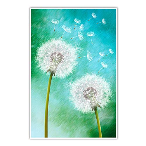 Pusteblume Grün - Poster ohne Rahmen - Löwenzahn Bild Wandbild Kunst Druck Bilder Wand Deko Wandposter Modern XXL Wohnzimmer (80 x 60 cm, Poster) von CanvasArts