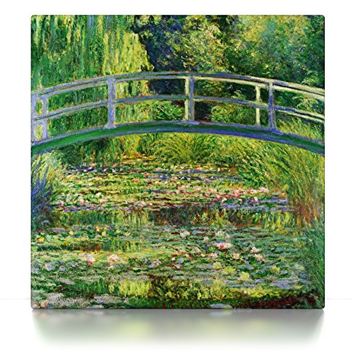 Seerosenteich / (Wasserlilien) & japanische Brücke - Claude Monet - Leinwandbild, Wandbild Kunst Druck (50 x 50 cm, Leinwand auf Keilrahmen, Seerosenteich) von CanvasArts