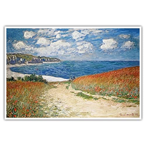 Strandweg zwischen Weizenfeldern bei Pourville - Claude Monet - Poster - Wandbild Kunst Druck (100 x 70 cm, Poster, Strandweg zwischen Weizenfeldern) von CanvasArts