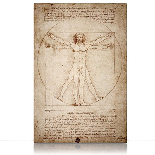 CanvasArts Vitruvianischer Mensch - Leonardo Da Vinci - Leinwandbild - Kunstdruck Wandbild Wallart Wandkunst (60 x 40 cm, Leinwand auf Keilrahmen) von CanvasArts