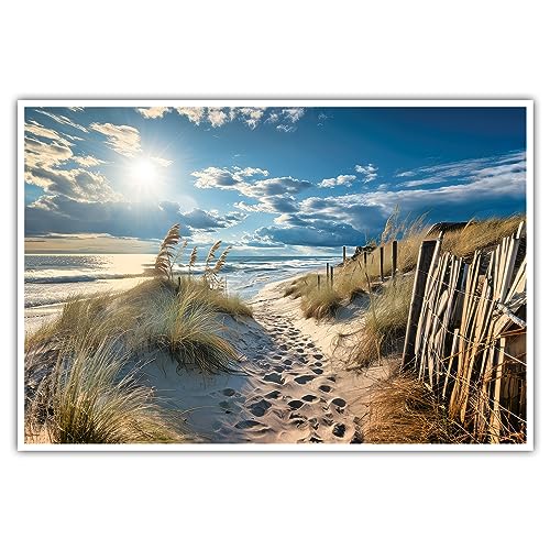 Weg zum Strand - Poster - ohne Rahmen - Nordsee, Ostsee, Sylt Wandbild Kunst Druck Bilder Wand Deko Dünen Meer Wohnzimmer (120 x 80 cm, Poster) von CanvasArts