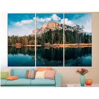 Berg See Leinwand Wald Kunst Natur Poster Druck, Haus Dekor Druck Wandkunst von CanvasPrintStudioUA