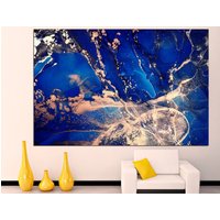 Blaue Wand Kunst 5 Panel Leinwand Dekor Große Blauer Abstrakter Druck Marmor Wanddekor von CanvasPrintStudioUA