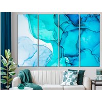 Blaue Wand Kunst Marmor Leinwand Dekor Extra Großes Poster von CanvasPrintStudioUA