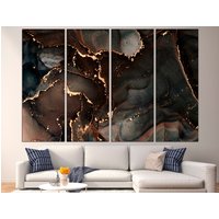 Braun Gold Marmor Große Leinwand Kunst Druck, Luxus Wandkunst Abstrakte von CanvasPrintStudioUA