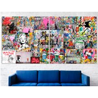 Collage-Wandkunst, Street-Art-Leinwand, Original-Collage-Kunst, Multi-Panel-Leinwand, Collage-Drucke, Graffiti-Leinwand von CanvasPrintStudioUA