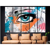 Eyes Print Graffiti Leinwand Aquarell Druck Moderne Wandkunst Kunst Große Bunte von CanvasPrintStudioUA