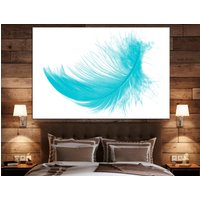 Blaue Feder Leinwanddruck, Große Wandkunst Blaue Feder Leinwanddruck, Große Wandkunst von CanvasPrintStudioUA