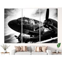 Flugzeug Leinwand Schwarz Weiß Druck Luftfahrt Wandkunst, Flugzeug-Dekor Große Kunst Wand-Dekor von CanvasPrintStudioUA