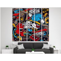 Graffiti Leinwand Street Art Auf Original Kunst, Multi Panel Druck von CanvasPrintStudioUA