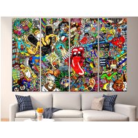 Graffiti Leinwand Trendige Wandkunst Moderne Kunst Multi-Panel-Leinwand Bunte von CanvasPrintStudioUA